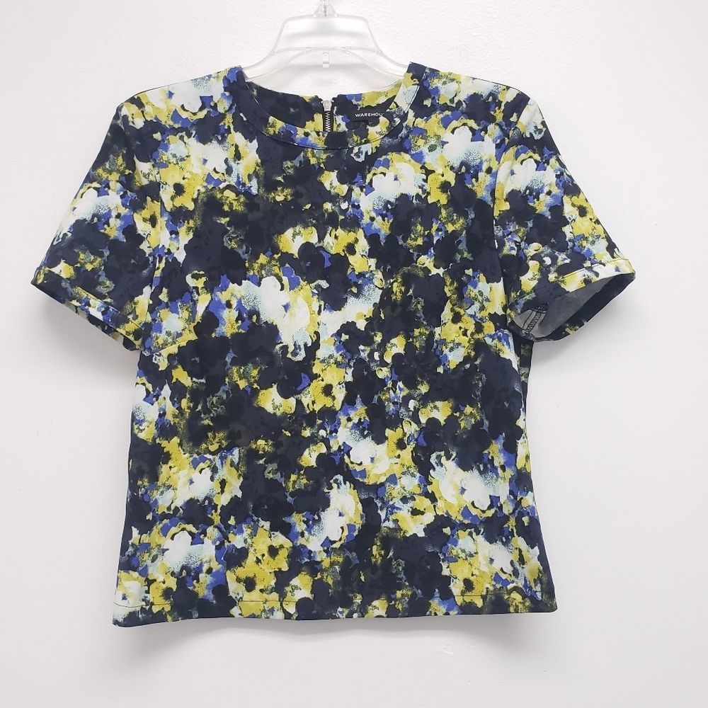 Warehouse Multicolor Short Sleeve Blouse Size 8